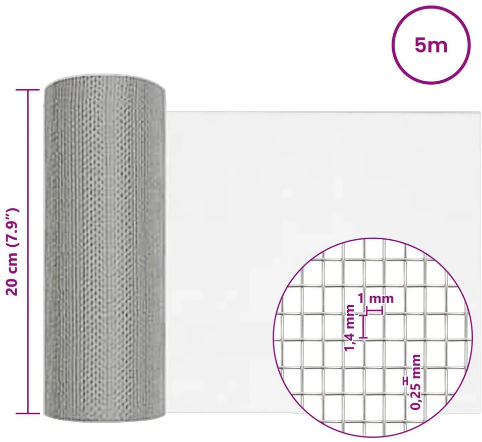 Tinklinis ekranas 20 x 500 cm 18 mesh Nerūdijantis plienas 304