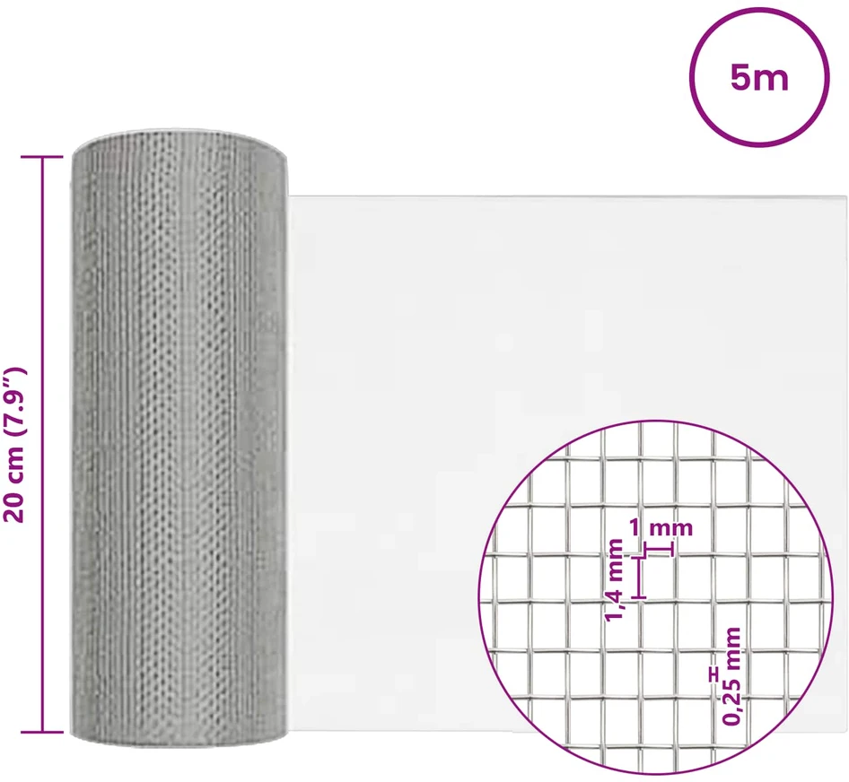 Tinklinis ekranas 20 x 500 cm 18 mesh Nerūdijantis plienas 304