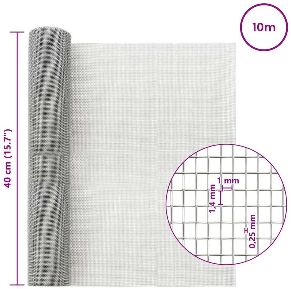 Tinklinis ekranas 40 x 1000 cm 18 mesh Nerūdijantis plienas 304