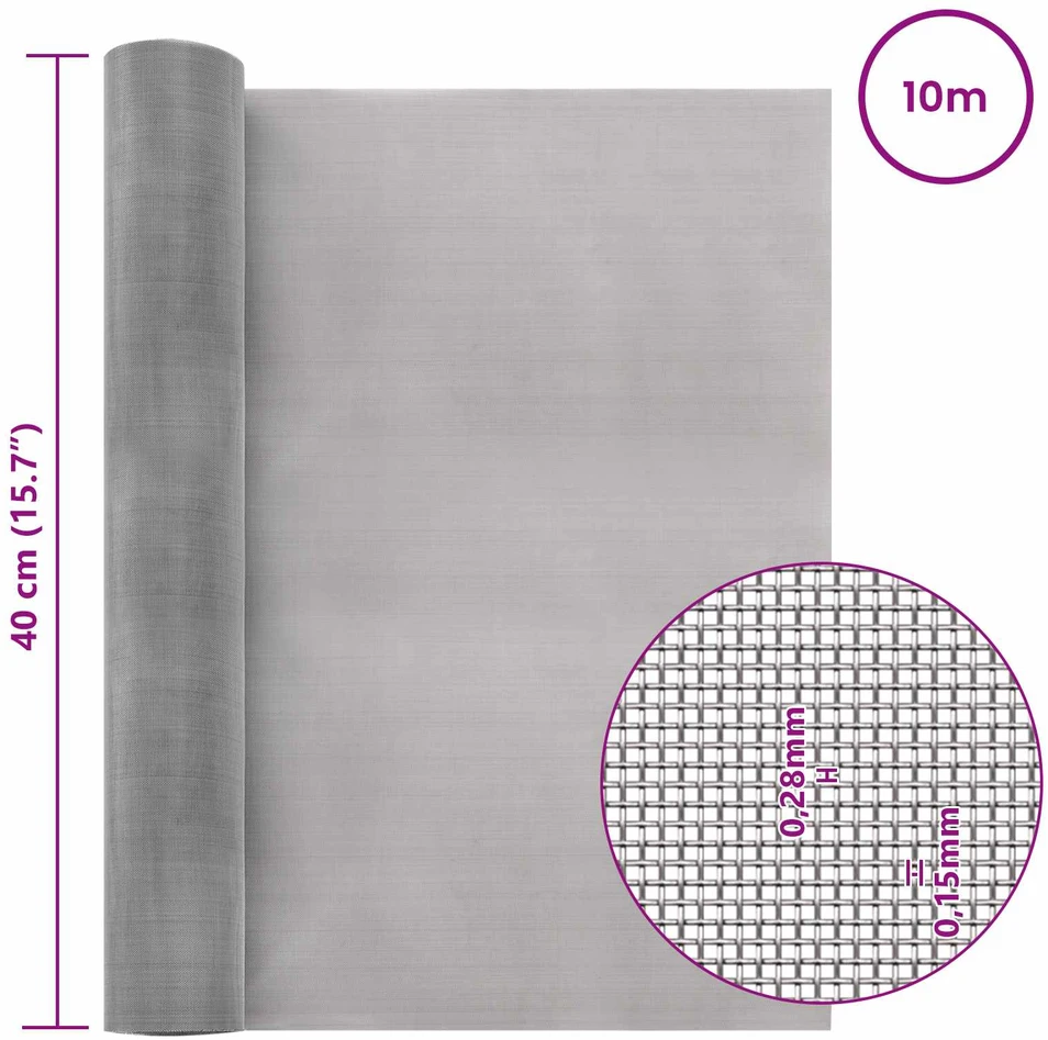 Tinklinis ekranas 40 x 1000 cm 60 Mesh Nerūdijantis plienas 201