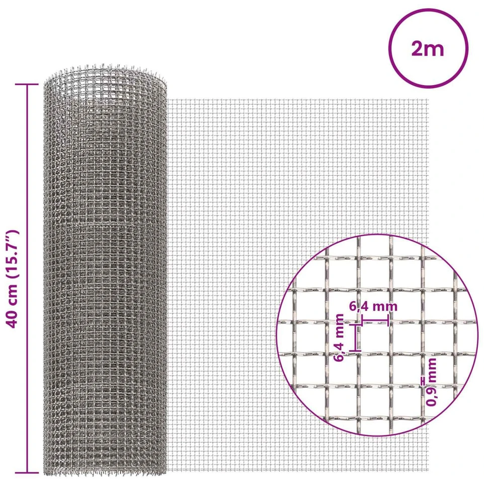 Tinklinis ekranas 40 x 200 cm 3 Mesh Nerūdijantis plienas 201