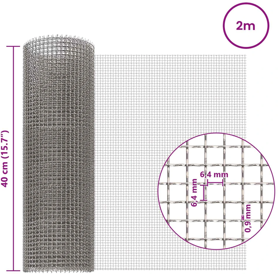 Tinklinis ekranas 40 x 200 cm 3 Mesh Nerūdijantis plienas 201