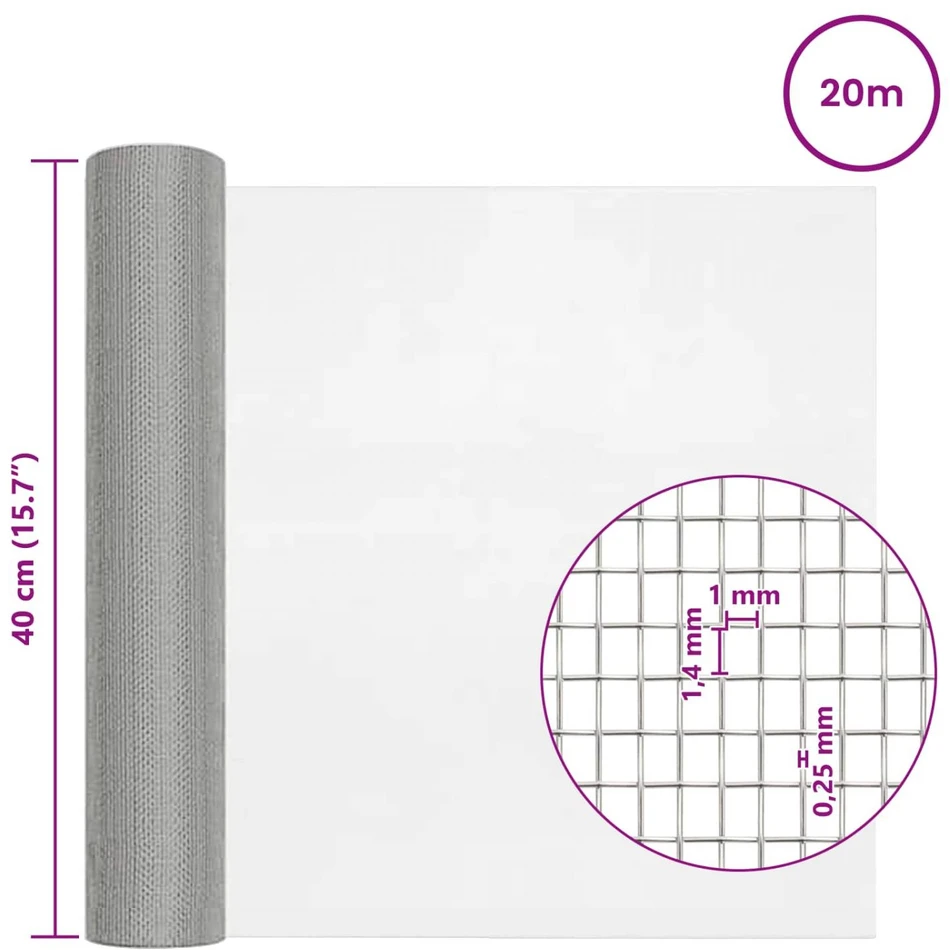Tinklinis ekranas 40 x 2000 cm 18 mesh Nerūdijantis plienas 304