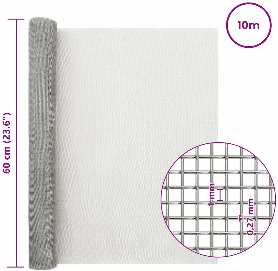 Tinklinis ekranas 60 x 1000 cm 20 Mesh Nerūdijantis plienas 201