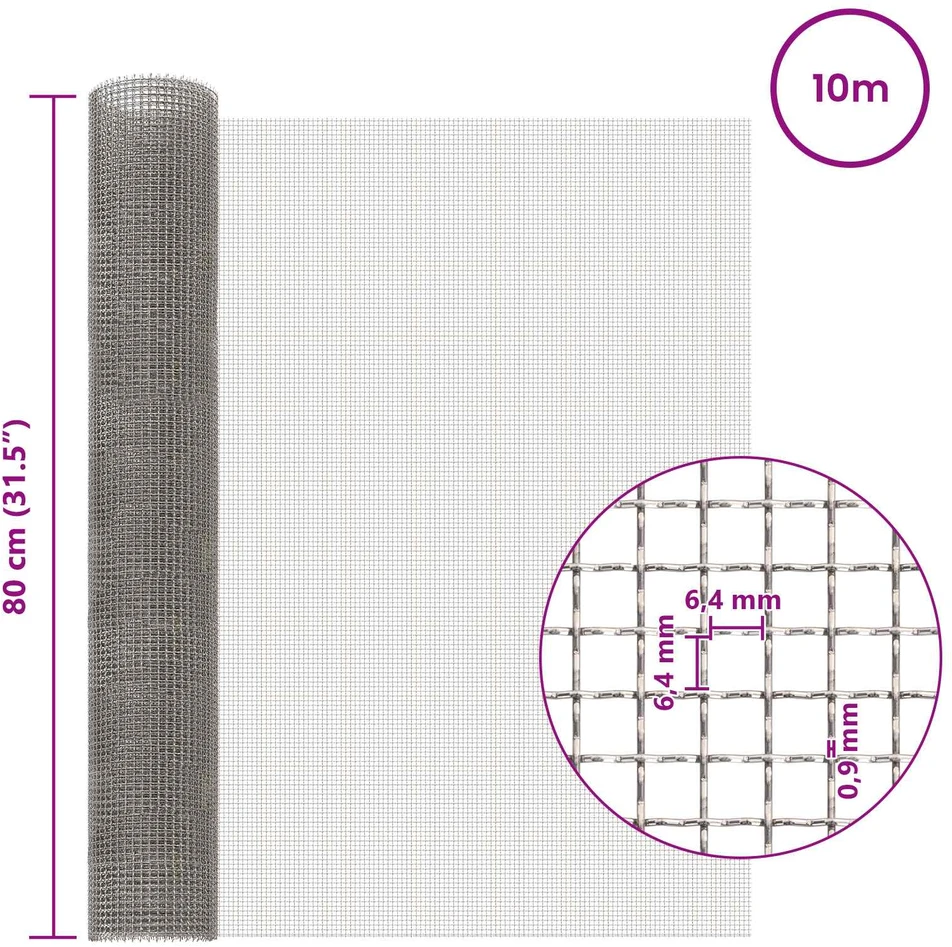 Tinklinis ekranas 80 x 1000 cm 3 Mesh Nerūdijantis plienas 201
