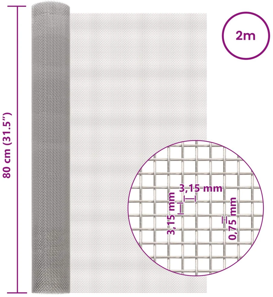Tinklinis ekranas 80 x 200 cm 6 Mesh Nerūdijantis plienas 201