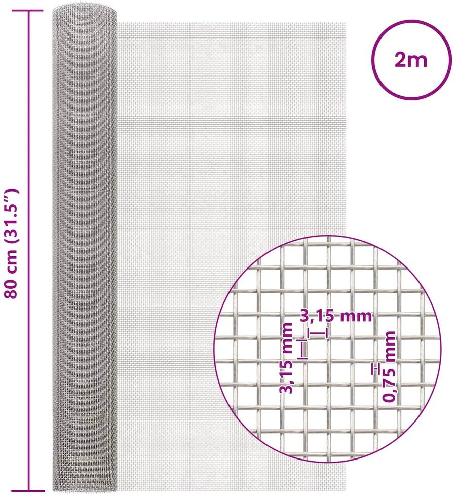 Tinklinis ekranas 80 x 200 cm 6 Mesh Nerūdijantis plienas 201
