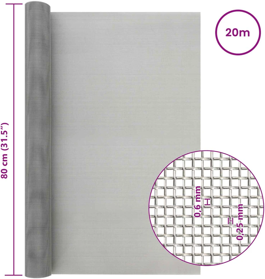Tinklinis ekranas 80 x 2000 cm 30 Mesh Nerūdijantis plienas 201