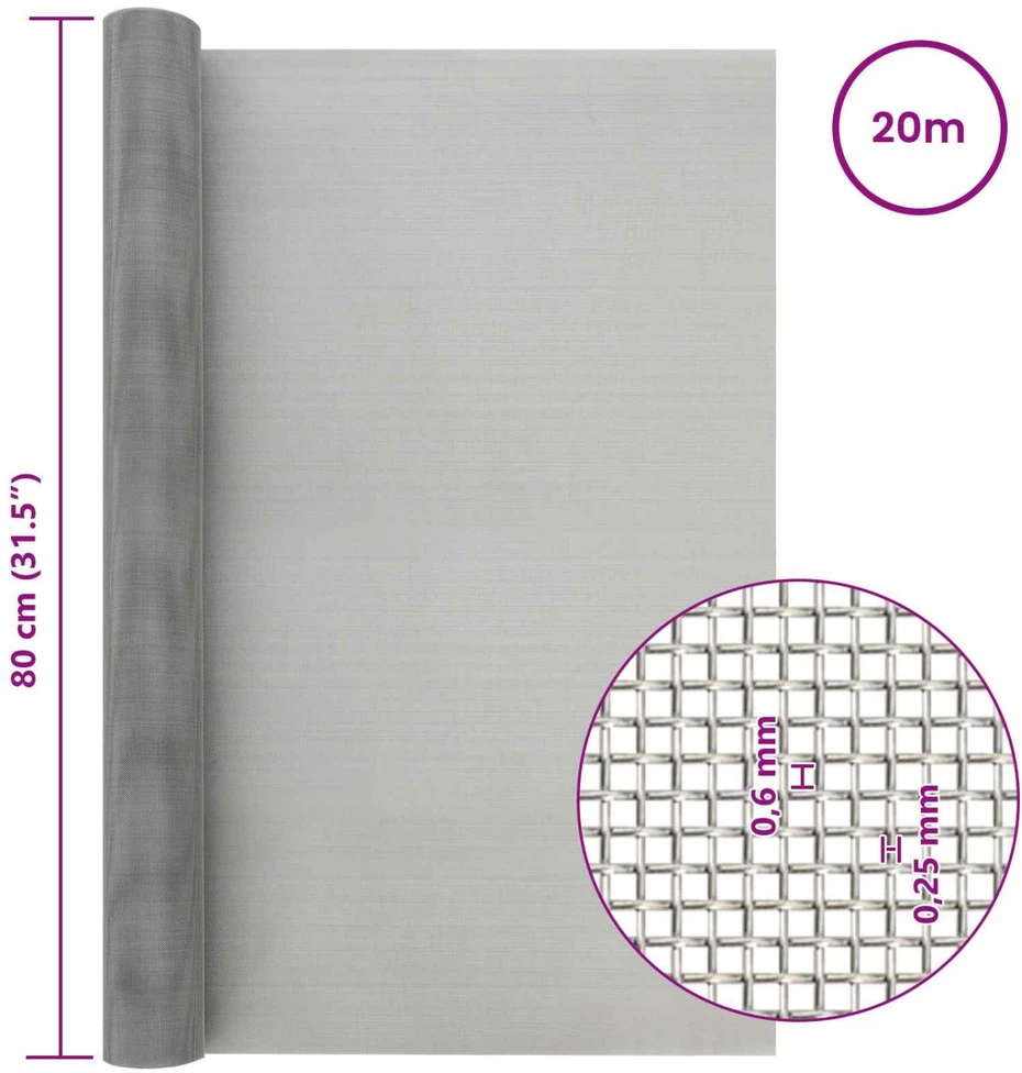 Tinklinis ekranas 80 x 2000 cm 30 Mesh Nerūdijantis plienas 201