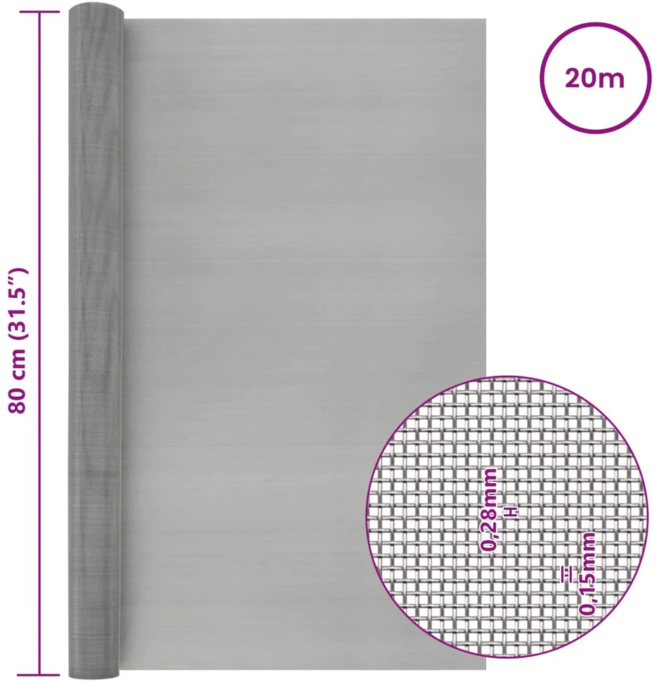 Tinklinis ekranas 80 x 2000 cm 60 Mesh Nerūdijantis plienas 201