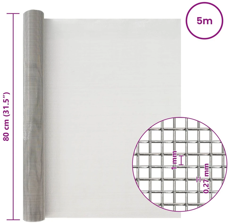 Tinklinis ekranas 80 x 500 cm 20 Mesh Nerūdijantis plienas 201