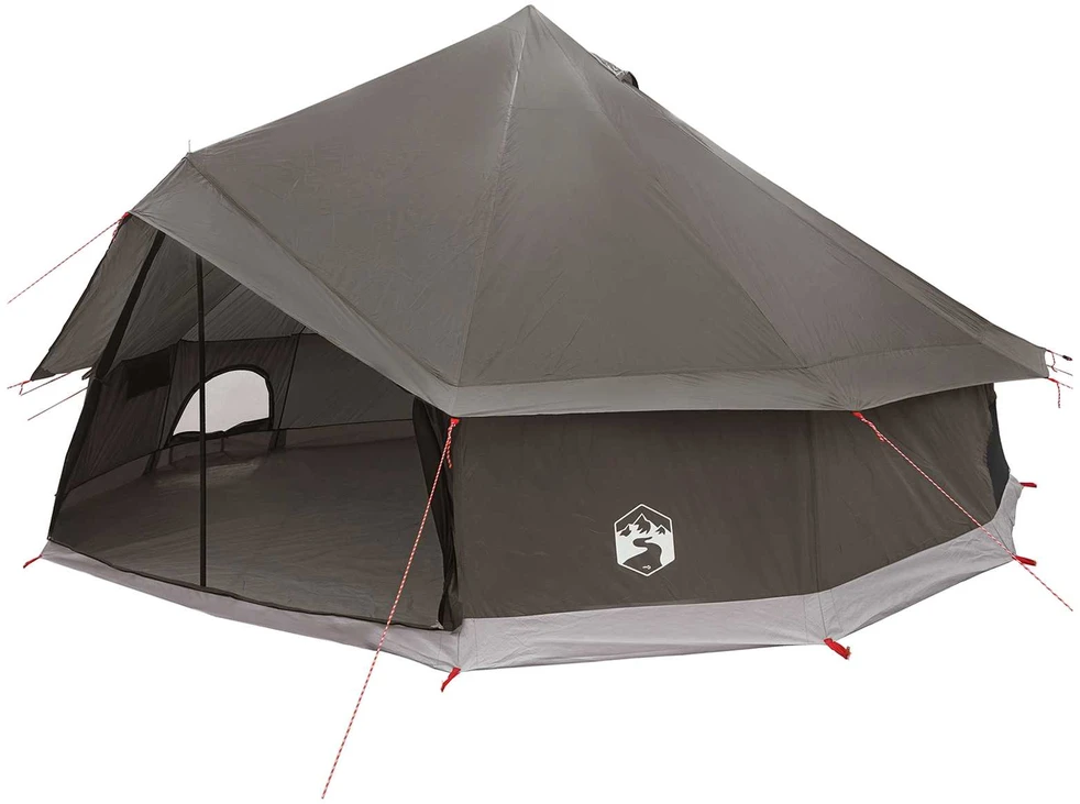 Tipi palapinė 12 asmeniui Ruda Pilka Poliesteris ir plienas