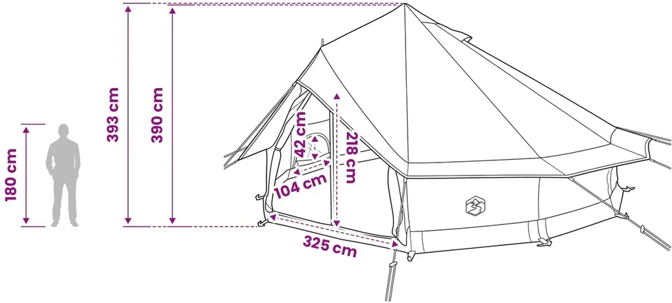 Tipi palapinė 18 asmeniui Armijos Žalia Poliesteris ir plienas