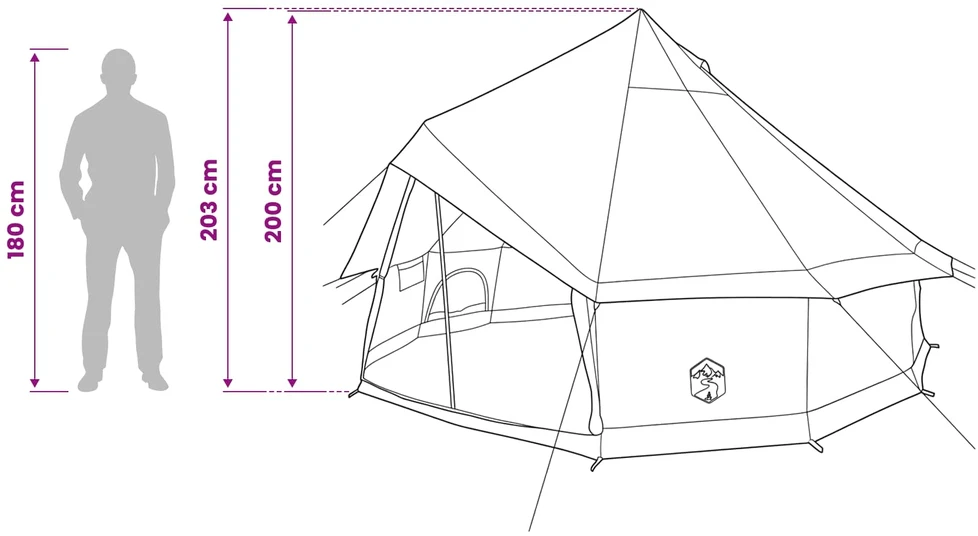 Tipi palapinė 6 asmeniui Armijos Žalia Poliesteris ir plienas