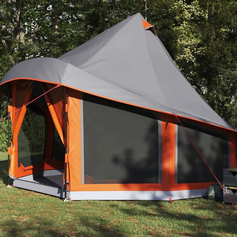 Tipi palapinė Pilka ir oranžinė 404 x 370 x 270 cm tafta