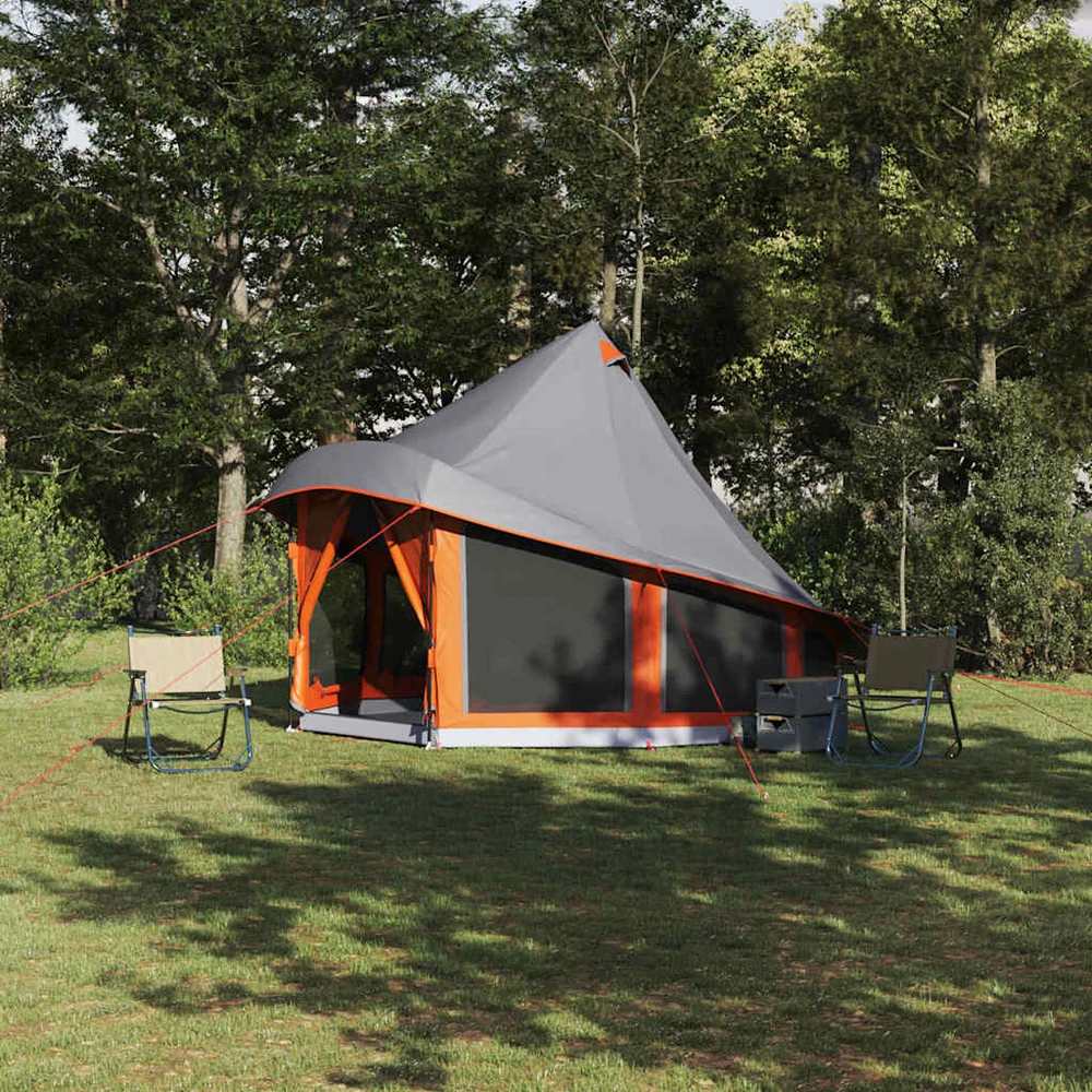 Tipi palapinė Pilka ir oranžinė 404 x 370 x 270 cm tafta