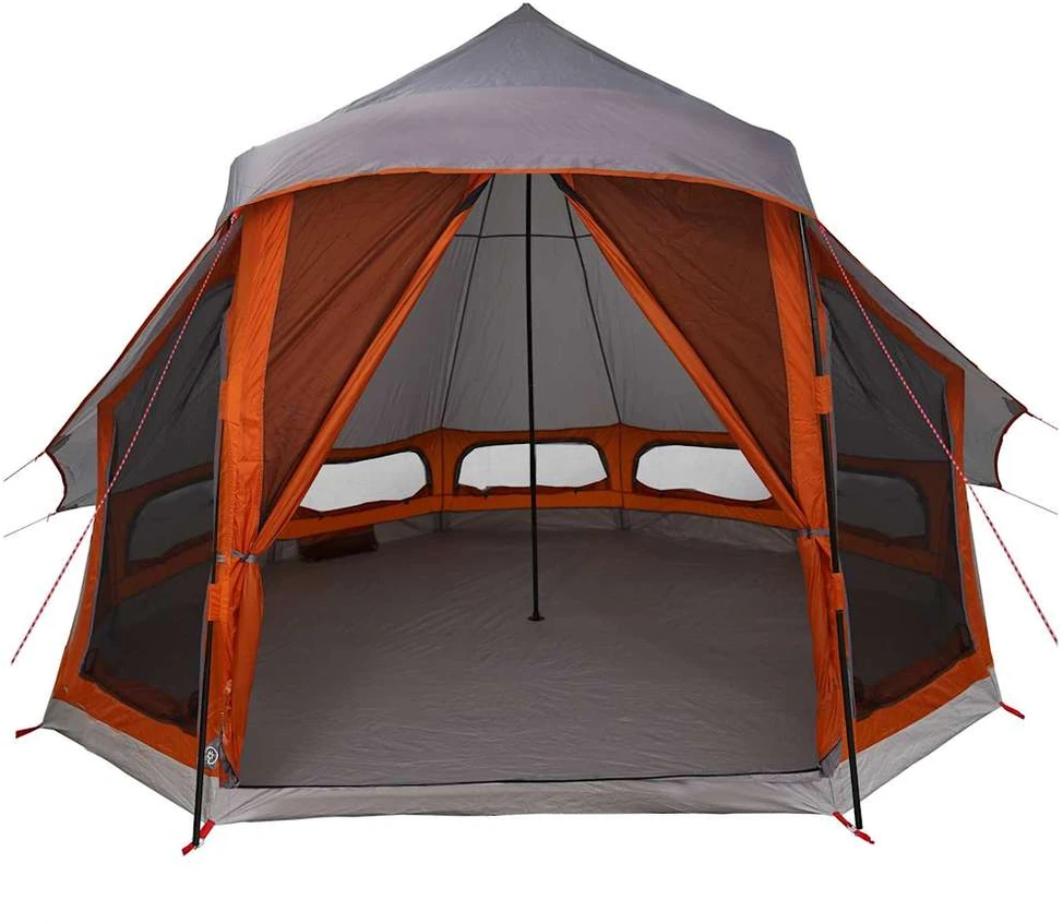 Tipi palapinė Pilka ir oranžinė 404 x 370 x 270 cm tafta