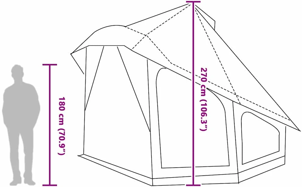 Tipi palapinė Pilka ir oranžinė 404 x 370 x 270 cm tafta