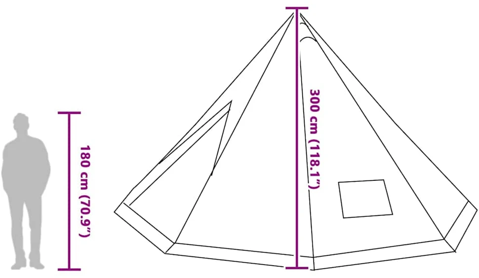 Tipi palapinė Pilka ir oranžinė 560 x 560 x 300 cm tafta