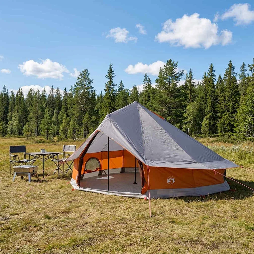 Tipi palapinė 20 asmeniui Pilka ir oranžinė