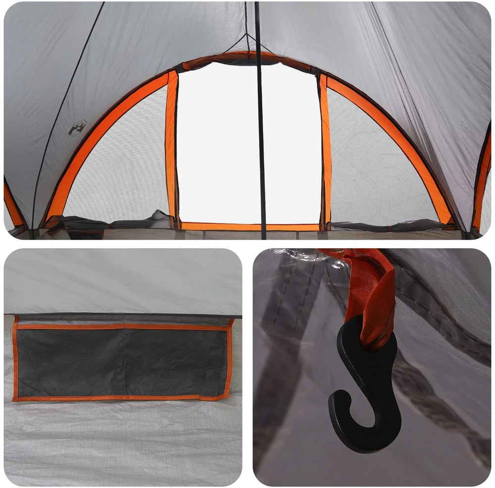 Tipi palapinė su stogu Pilka ir oranžinė 6 asmenims