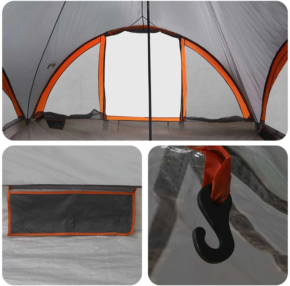 Tipi palapinė su stogu Pilka ir oranžinė 18 žmonių