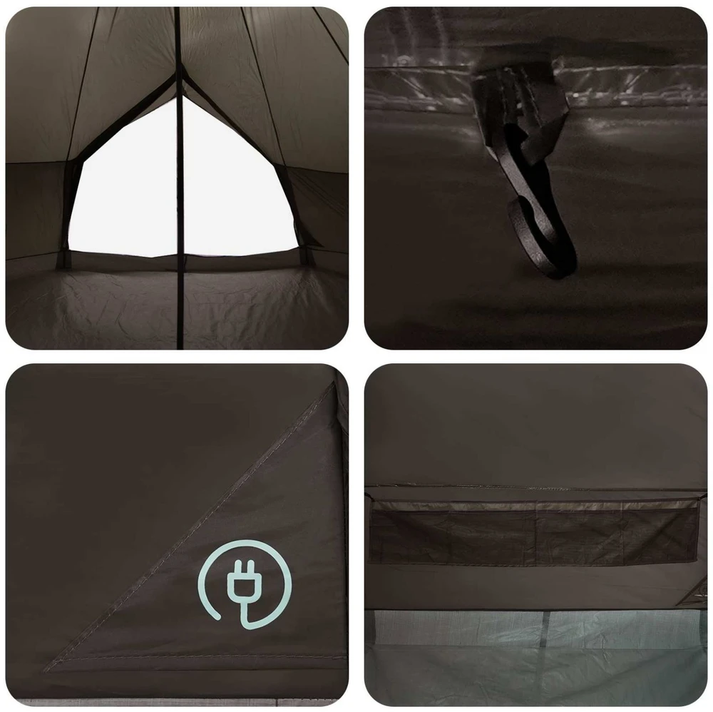 Tipi palapinė 6 asmeniui Ruda Pilka Poliesteris ir plienas