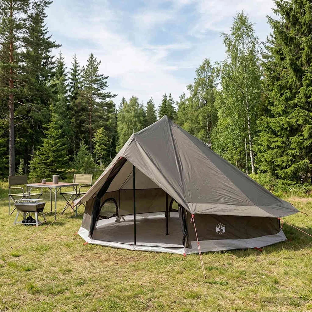 Tipi palapinė 18 asmeniui Ruda Pilka Poliesteris ir plienas