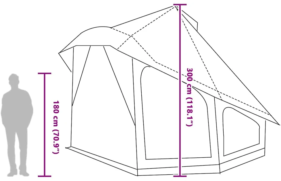 Tipi palapinė su stogu Žalia 508 x 470 x 300 cm tafta