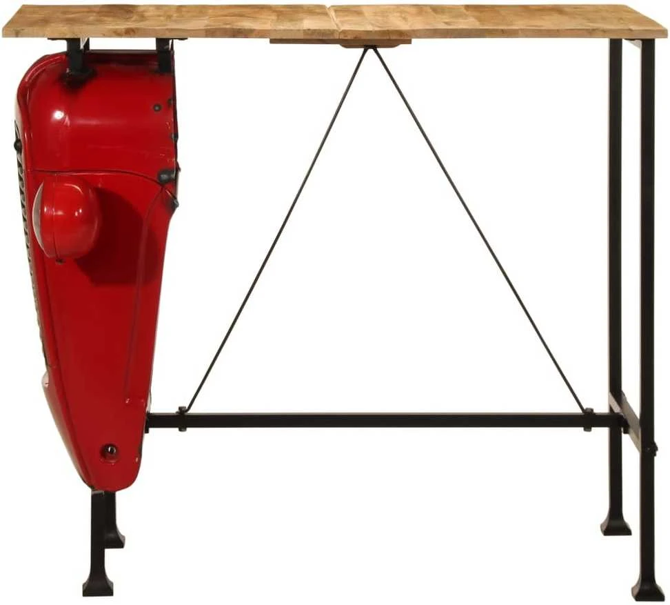 Traktoriaus baro stalas, raudonas/rudas, 55x120x107cm, mango