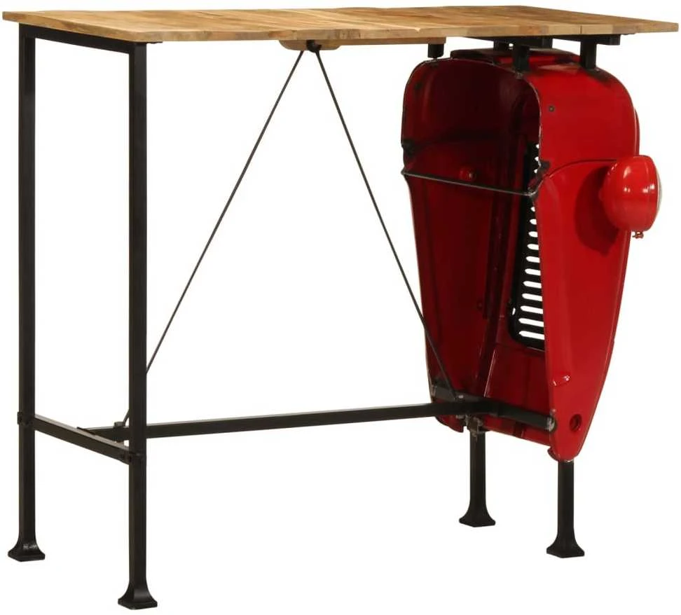 Traktoriaus baro stalas, raudonas/rudas, 55x120x107cm, mango