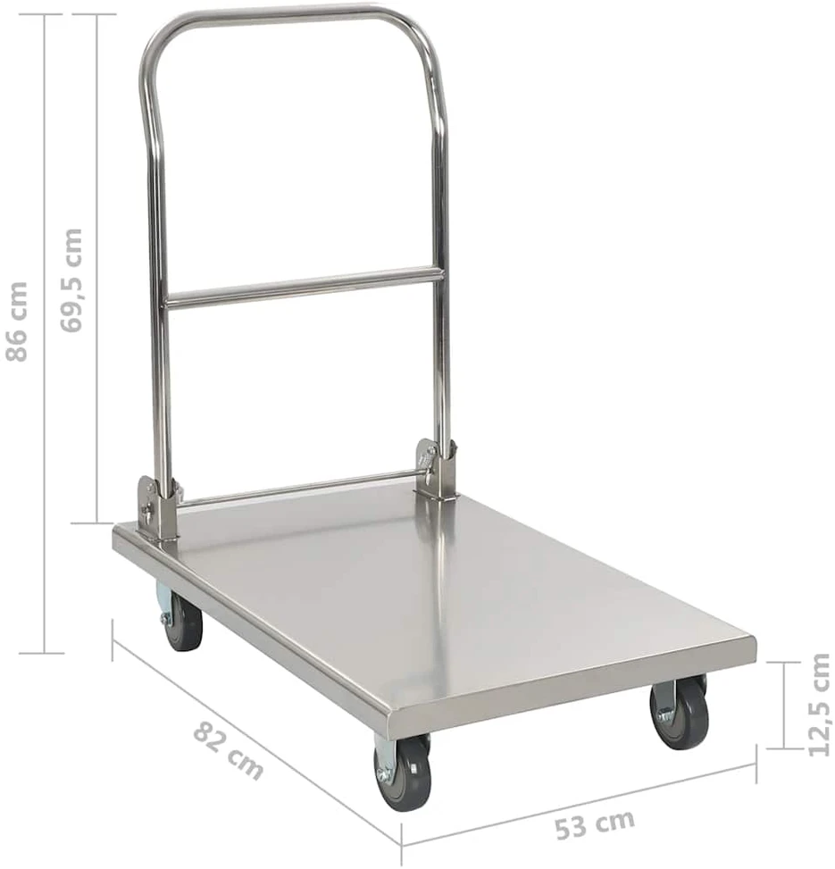 Transportavimo vežimėlis, sidabrinis, 82x53x86, nerūdijantis plienas