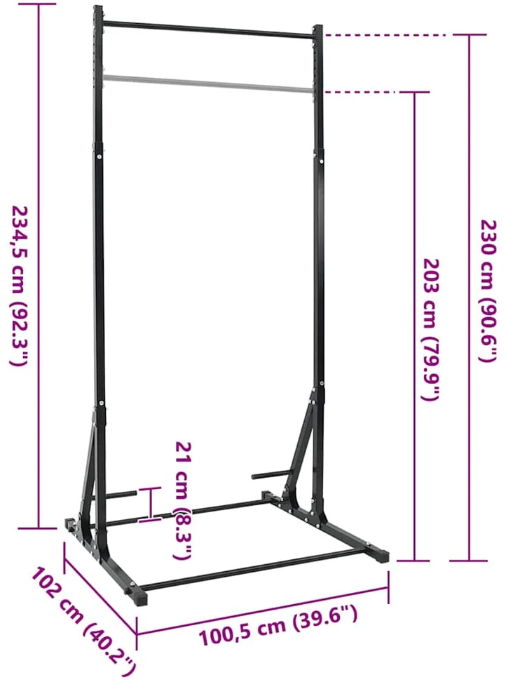 Traukimo juostos stotis Juoda 100,5 x 102 x 234,5 cm