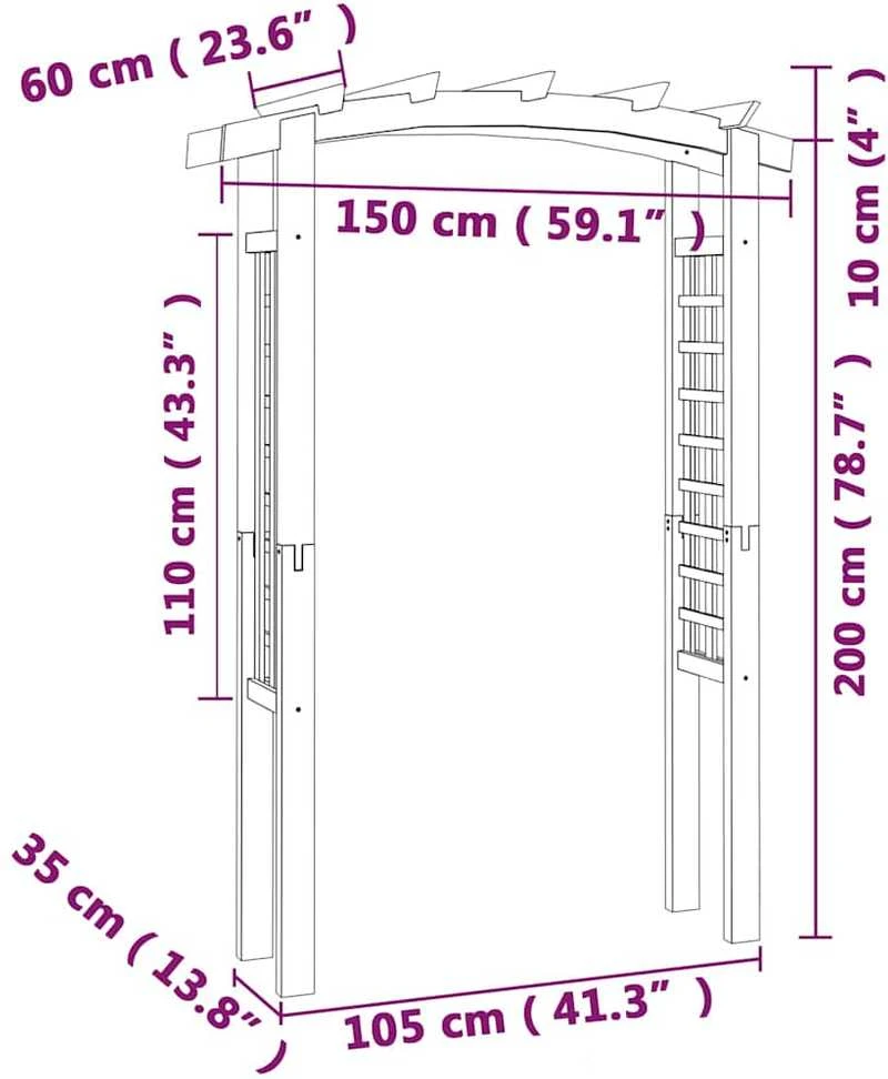 Treliažas-arka, 150x60x210cm, mediena
