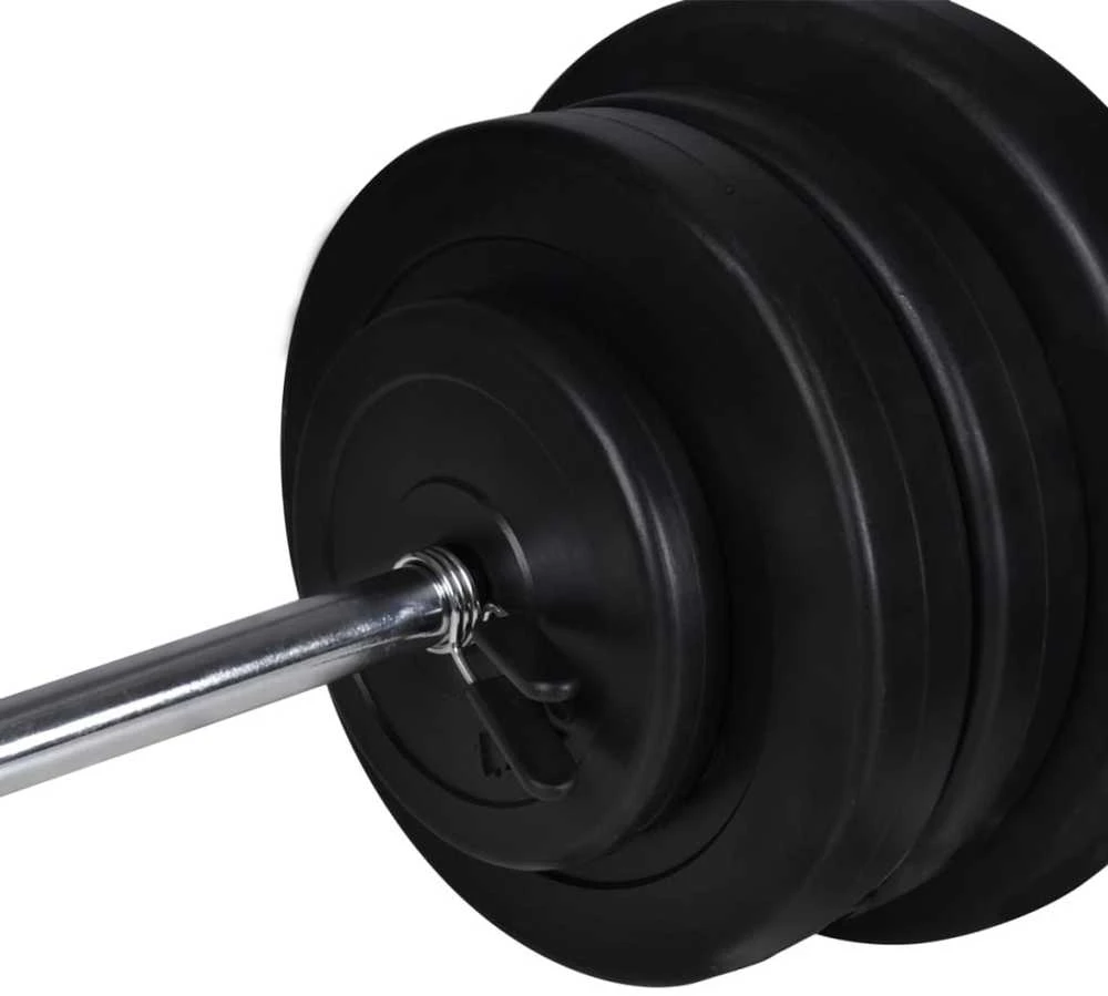 Treniruočių suoliukas su štanga ir hantelių rinkiniu, 60,5kg