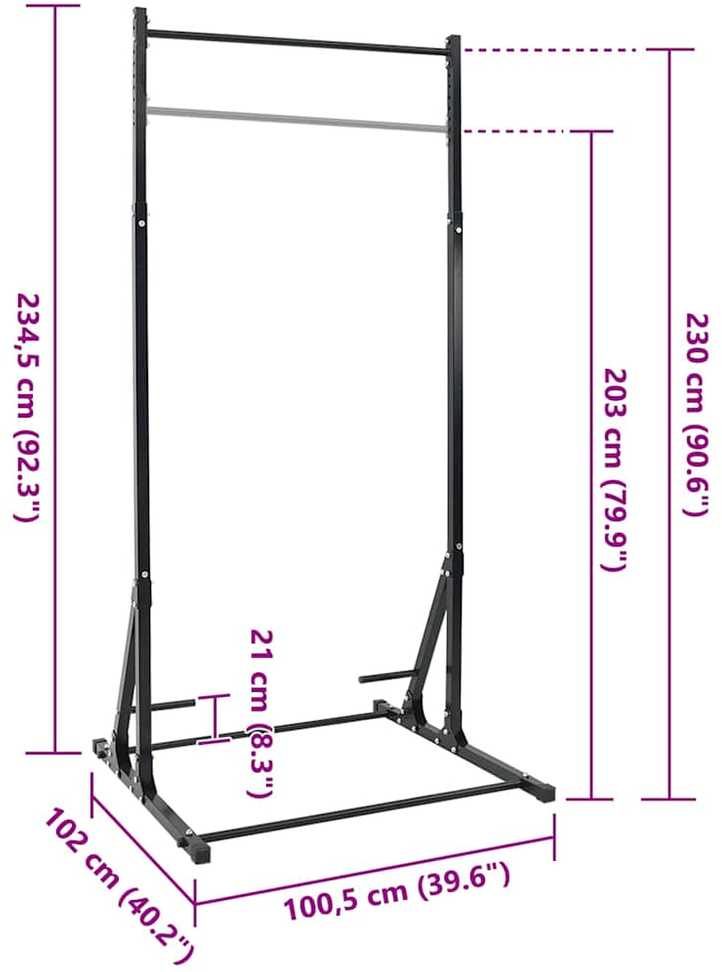 Traukimo juostos stotis Juoda 100,5 x 102 x 234,5 cm
