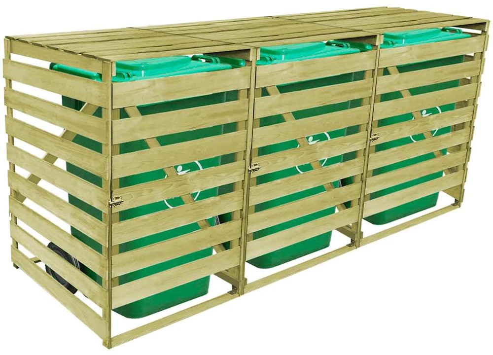 Triguba konteinerių pastogė, impregnuota mediena, 240l