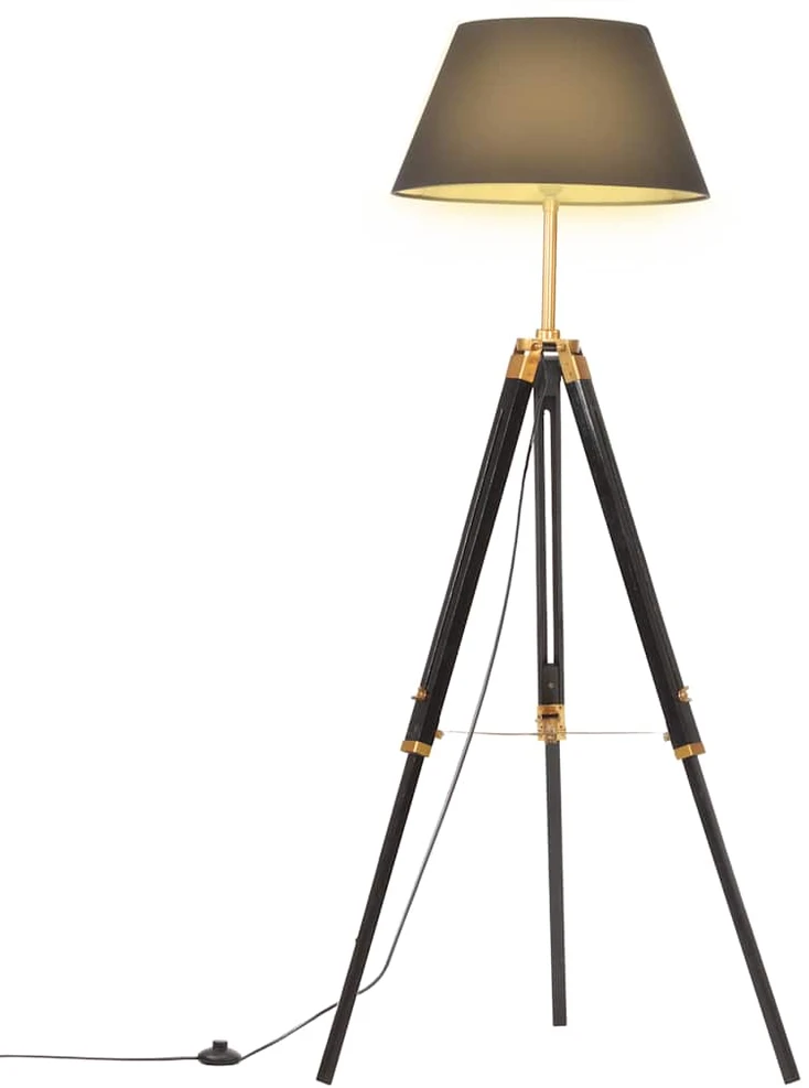 Pakabinamas šviestuvas Trikojis šviestuvas, juodas ir aukso, 141cm, tikmedžio masyvas
