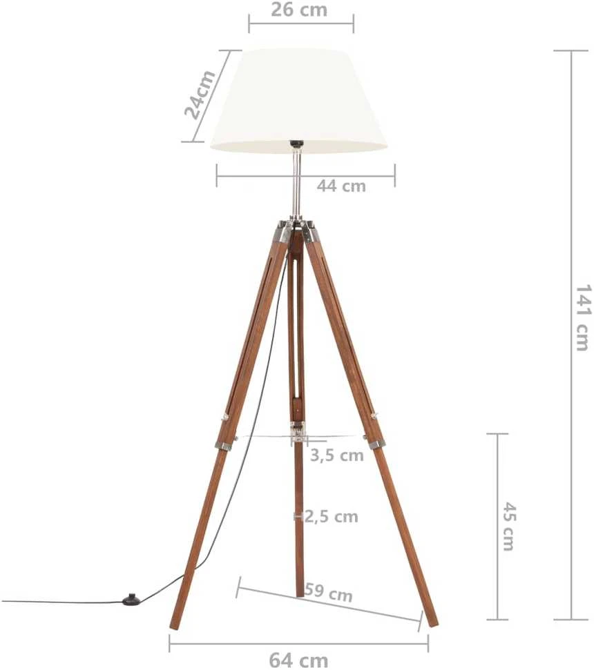 Pakabinamas šviestuvas Trikojis šviestuvas, rudas ir baltas, 141cm, tikmedžio masyvas