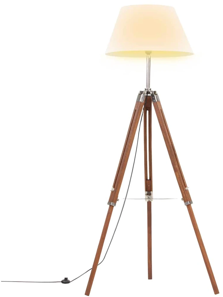 Pakabinamas šviestuvas Trikojis šviestuvas, rudas ir baltas, 141cm, tikmedžio masyvas