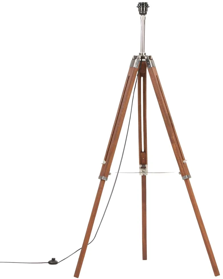 Pakabinamas šviestuvas Trikojis šviestuvas, rudas ir pilkas, 141cm, tikmedžio masyvas