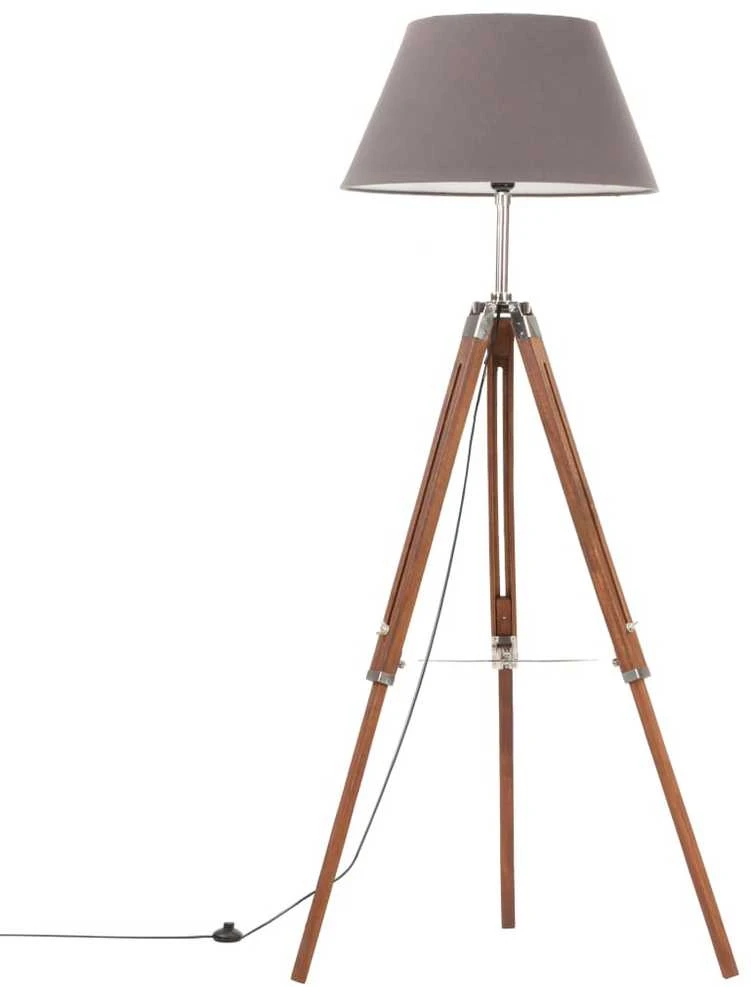 Pakabinamas šviestuvas Trikojis šviestuvas, rudas ir pilkas, 141cm, tikmedžio masyvas