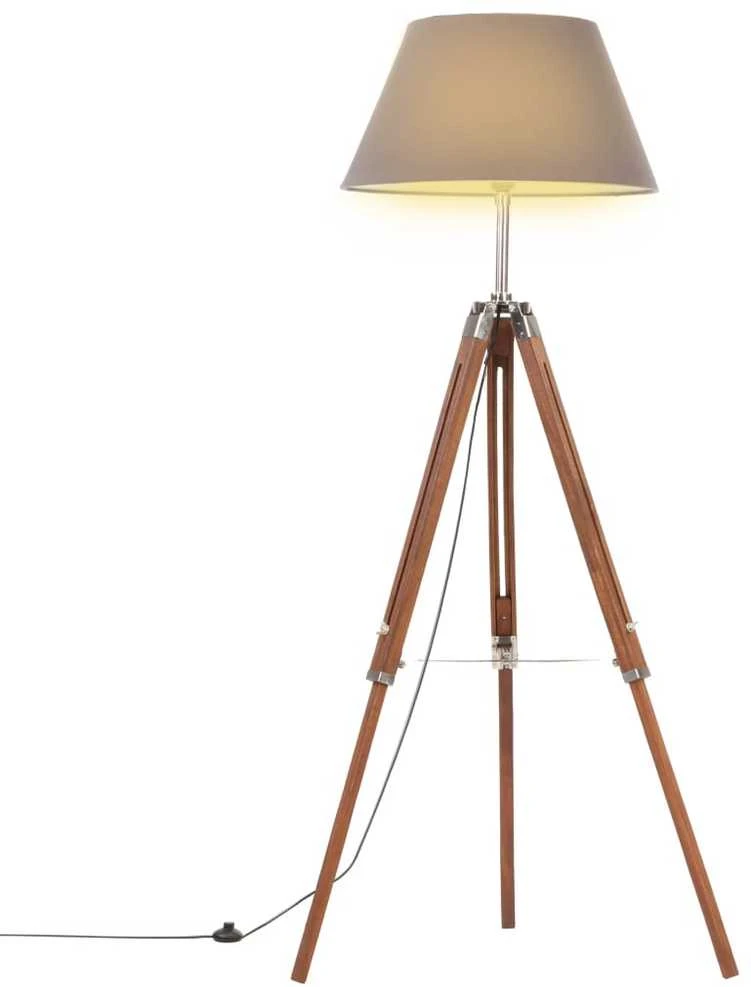 Pakabinamas šviestuvas Trikojis šviestuvas, rudas ir pilkas, 141cm, tikmedžio masyvas