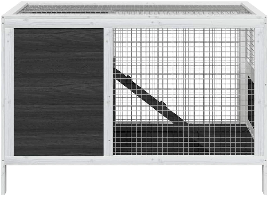Triušių narvas, pilkas, 103x44x69,5cm, pušies medienos masyvas