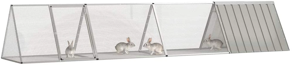 Triušių narvas, pilkas, 403,5x80,5x71cm, galvanizuotas plienas