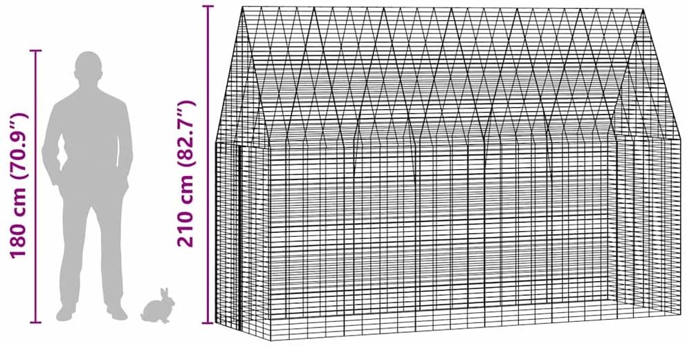 Triušių narvas Sidabrinė 300 x 100 x 210 cm