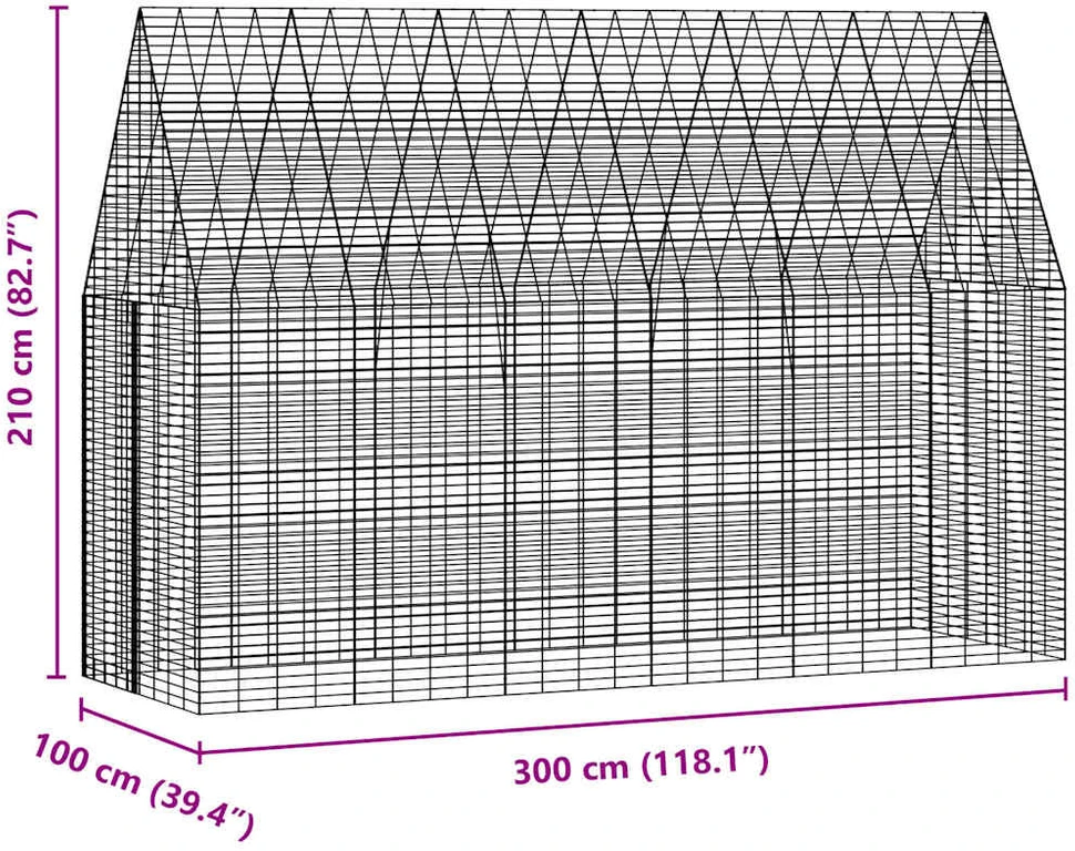 Triušių narvas Sidabrinė 300 x 100 x 210 cm