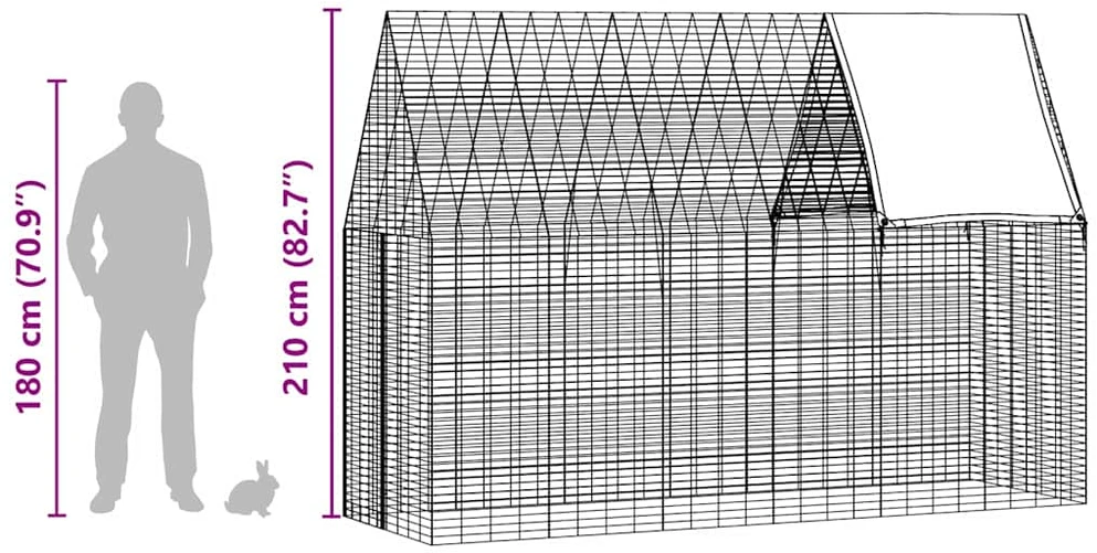 Triušių narvas Sidabrinė 300 x 100 x 210 cm