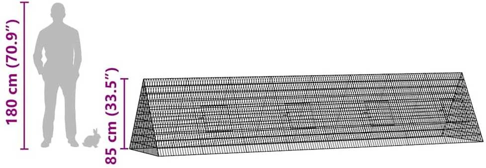 Triušių narvas Sidabrinė 430 x 100 x 85 cm