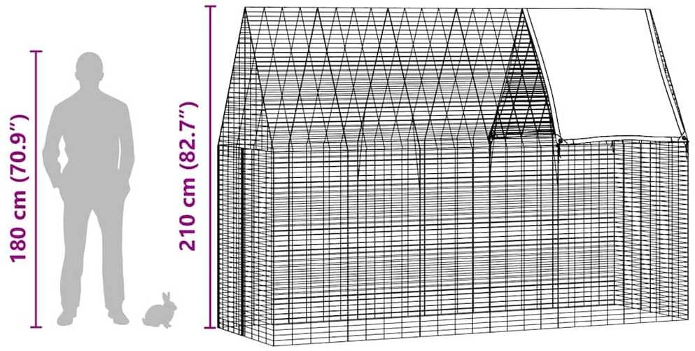 Triušių narvas Sidabrinė 300 x 100 x 210 cm